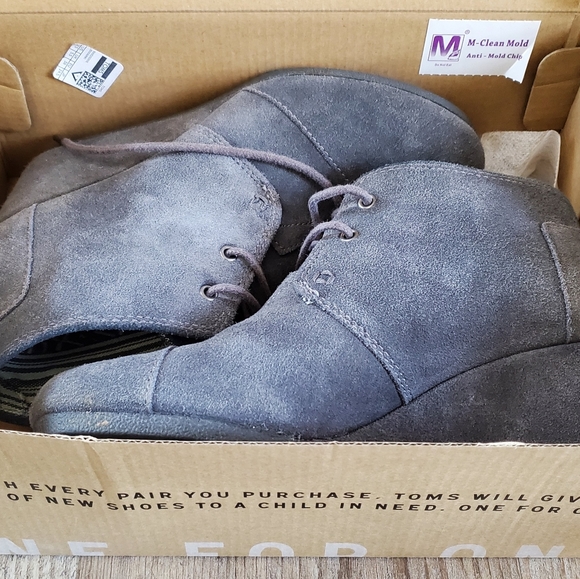 Tom's wedge heel lace up ankle gray 7.5 - Picture 2 of 6